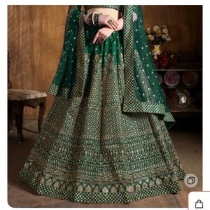 Elegant Green Embroidered Lehenga